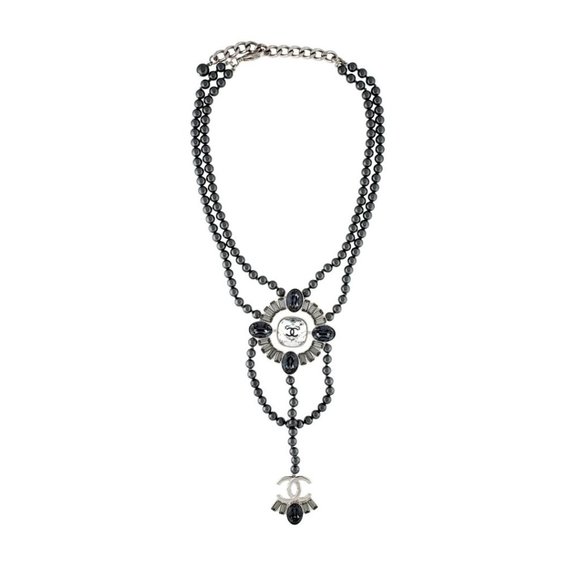 Chanel Faux Pearl & Strass CC Lavalier Necklace AUTHENTIC - Picture 1 of 10